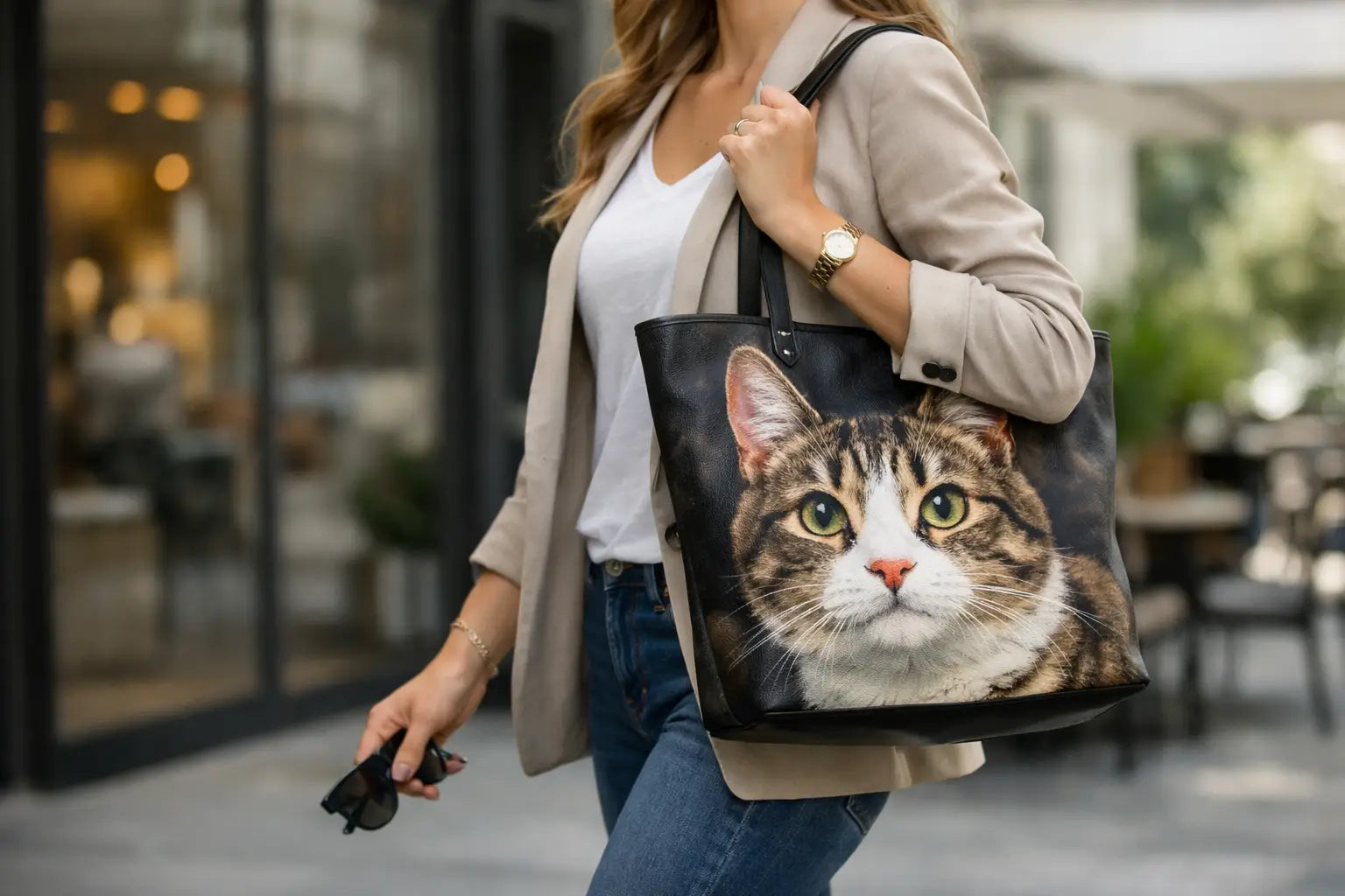 Borsa con stampa gatto: stile da portare
