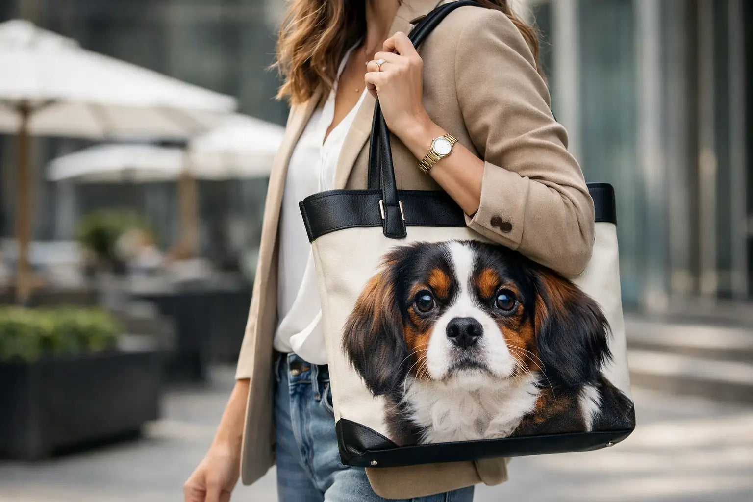 Borsa con stampa cane: stile da indossare